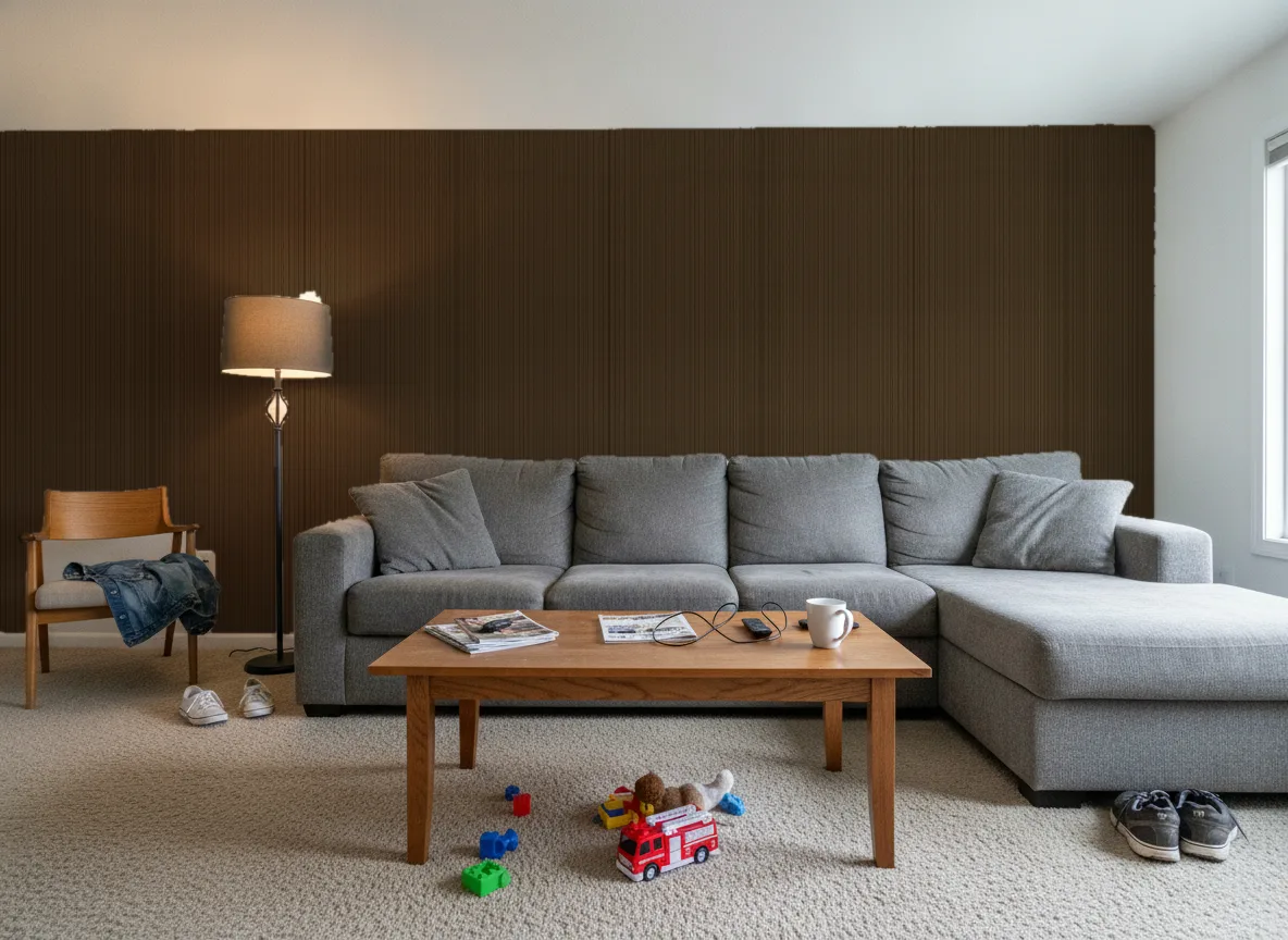 Tapeta obiektowa Henry W31 — Salon w domu — ściana za sofą