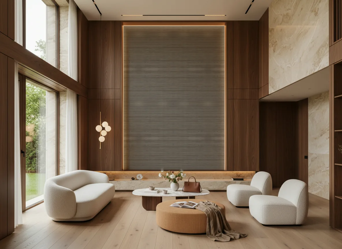 Bambou — Salon — wysoka ściana w ramie z drewna