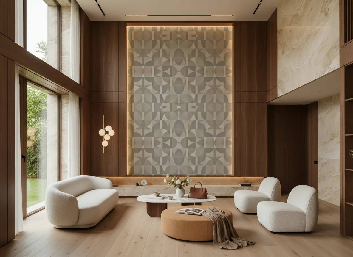 Barillet Faubourg des Lumieres — Salon — wysoka ściana w ramie z drewna
