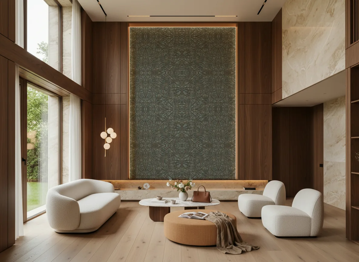 Palmyre — Salon — wysoka ściana w ramie z drewna