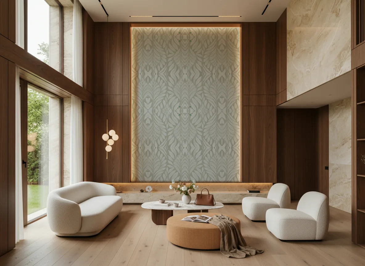 Printemps Viennois — Salon — wysoka ściana w ramie z drewna