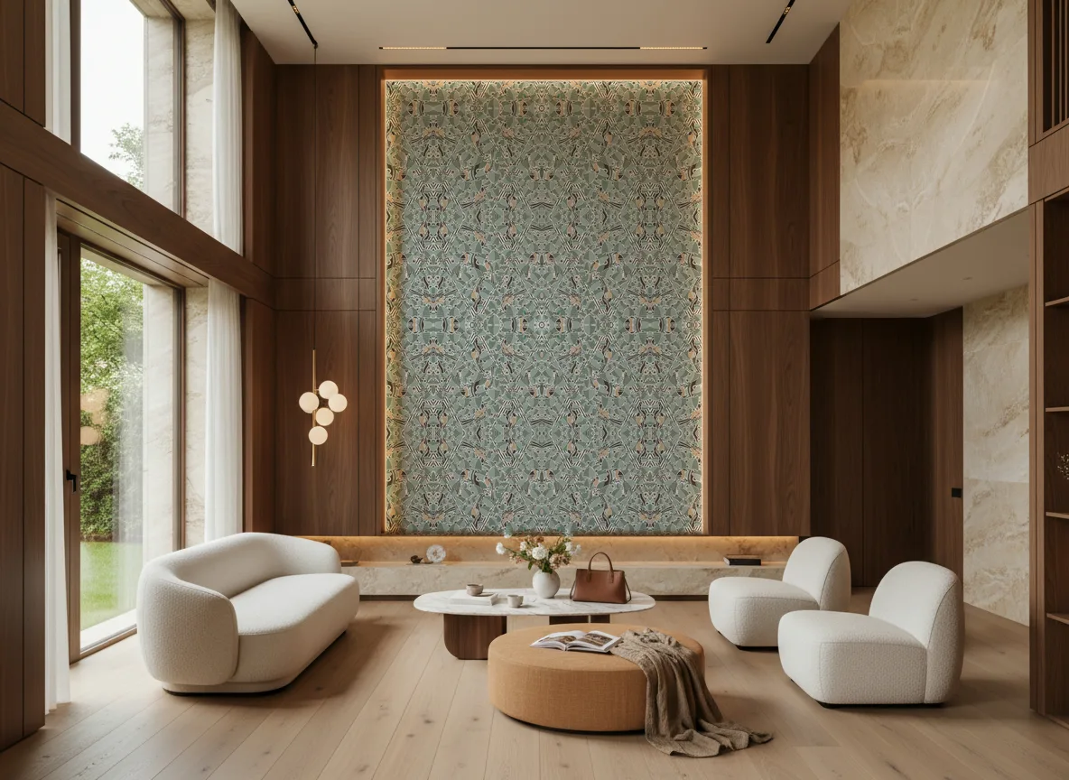 Printemps Viennois — Salon — wysoka ściana w ramie z drewna