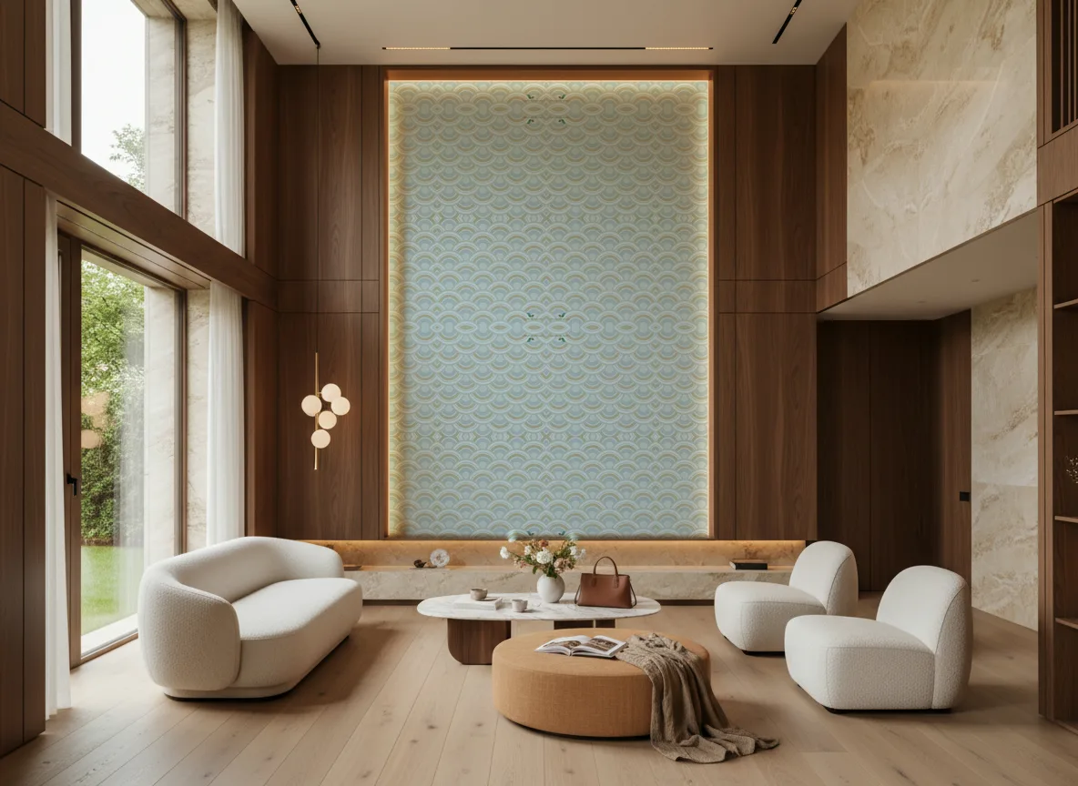 Printemps Viennois — Salon — wysoka ściana w ramie z drewna