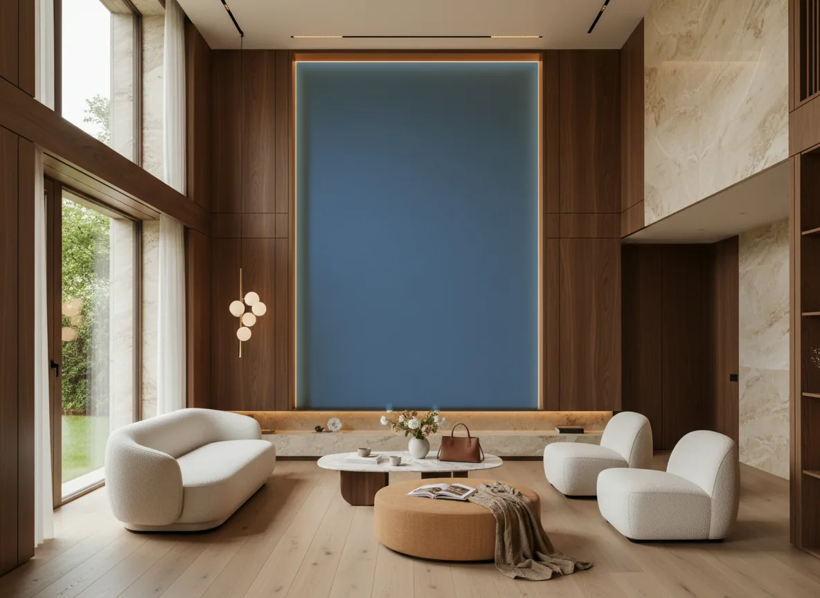 AirPanel — Salon — wysoka ściana w ramie z drewna