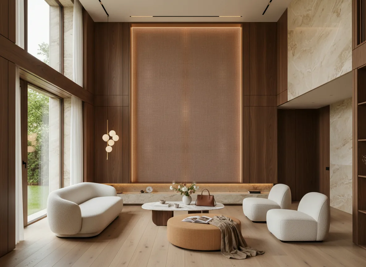 Bolton — Salon — wysoka ściana w ramie z drewna