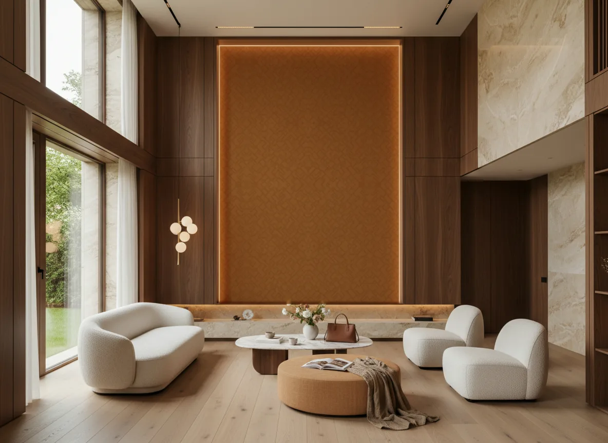 Dedale — Salon — wysoka ściana w ramie z drewna