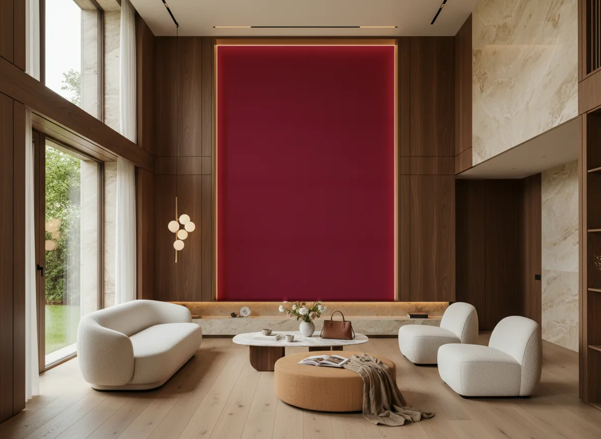 Eos Color 2 — Salon — wysoka ściana w ramie z drewna