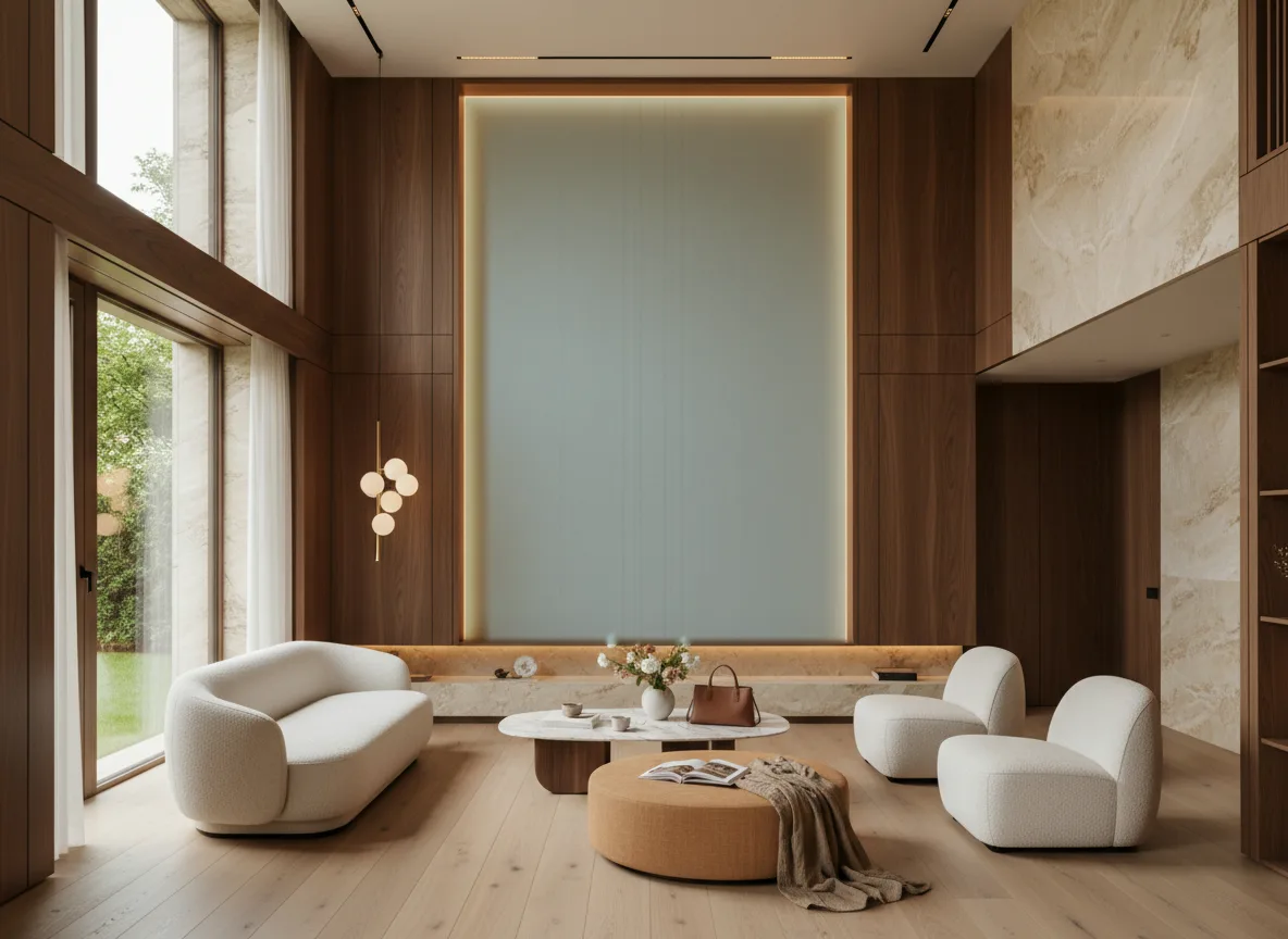Polyform Eos Vertigo — Salon — wysoka ściana w ramie z drewna