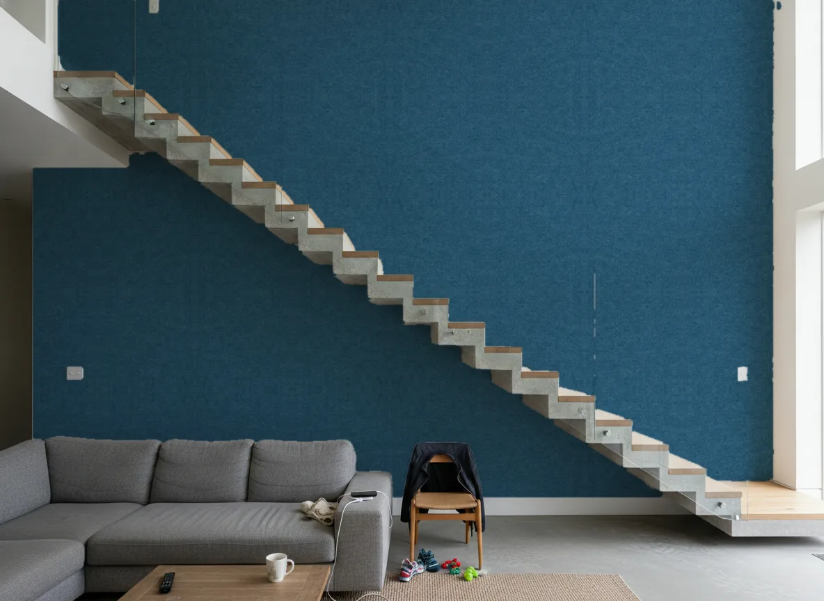 Slimwall Tiles — Schody wspornikowe — ściana na dwie kondygnacje