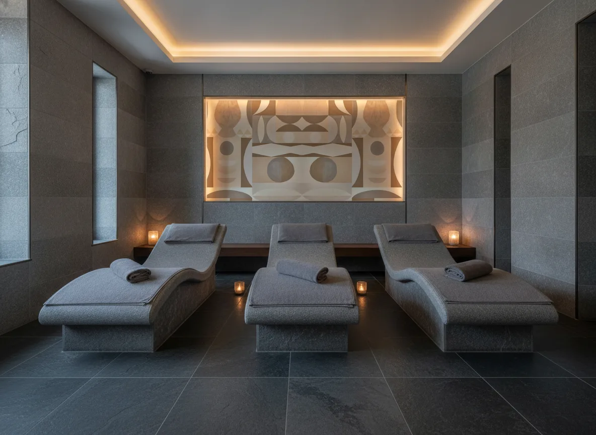 Auguste — Spa w szarym kamieniu — podświetlona wnęka