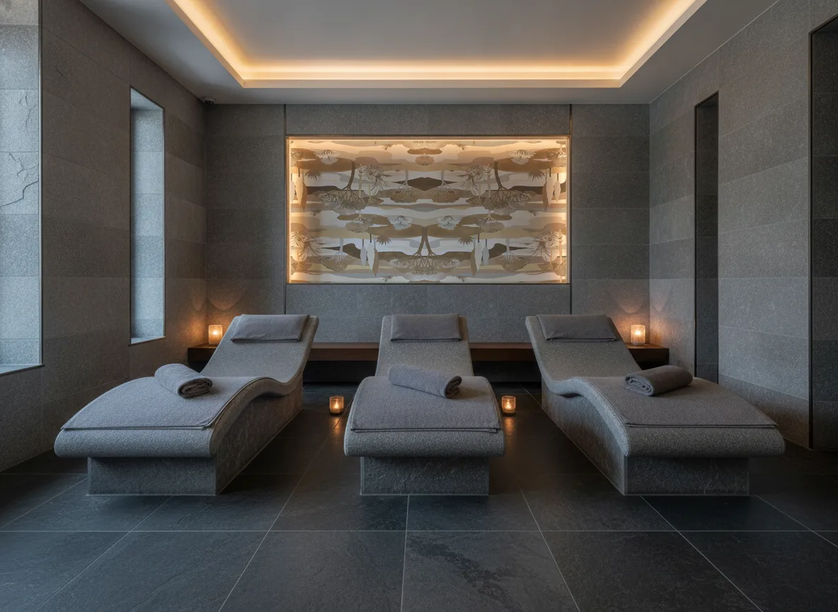 Cap Ferret L'Ile Aux Oiseaux — Spa w szarym kamieniu — podświetlona wnęka