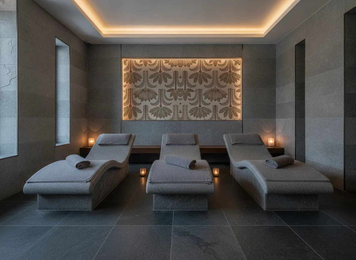 Dattara — Spa w szarym kamieniu — podświetlona wnęka