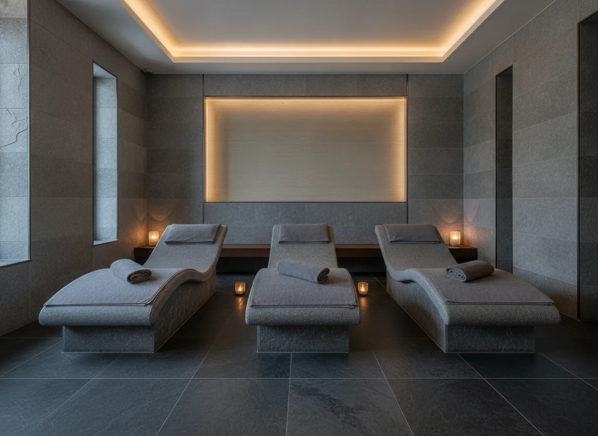 Deserti — Spa w szarym kamieniu — podświetlona wnęka