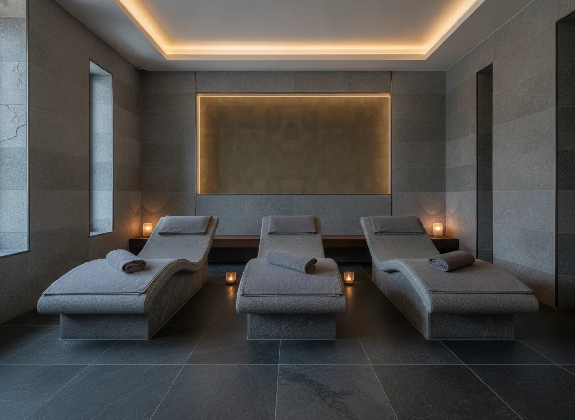 Gemmae — Spa w szarym kamieniu — podświetlona wnęka