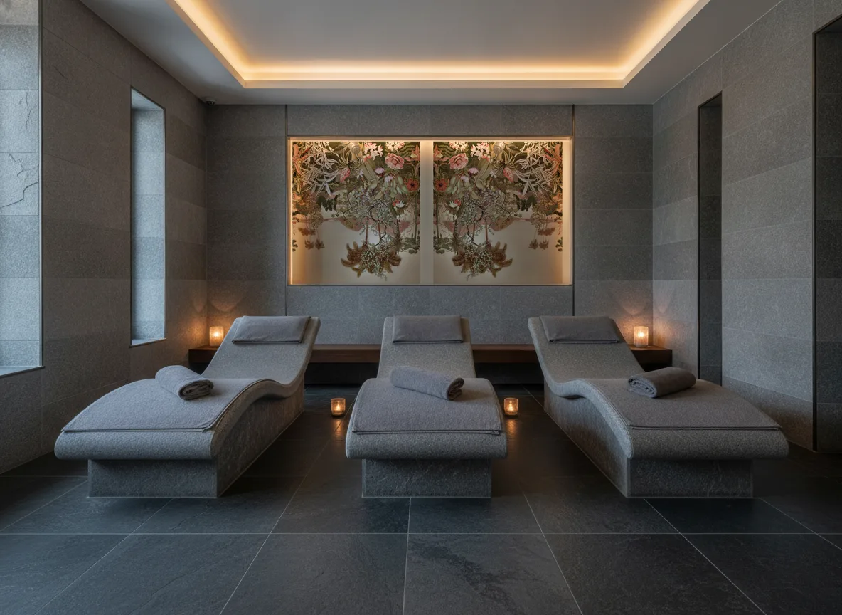 Kisama — Spa w szarym kamieniu — podświetlona wnęka