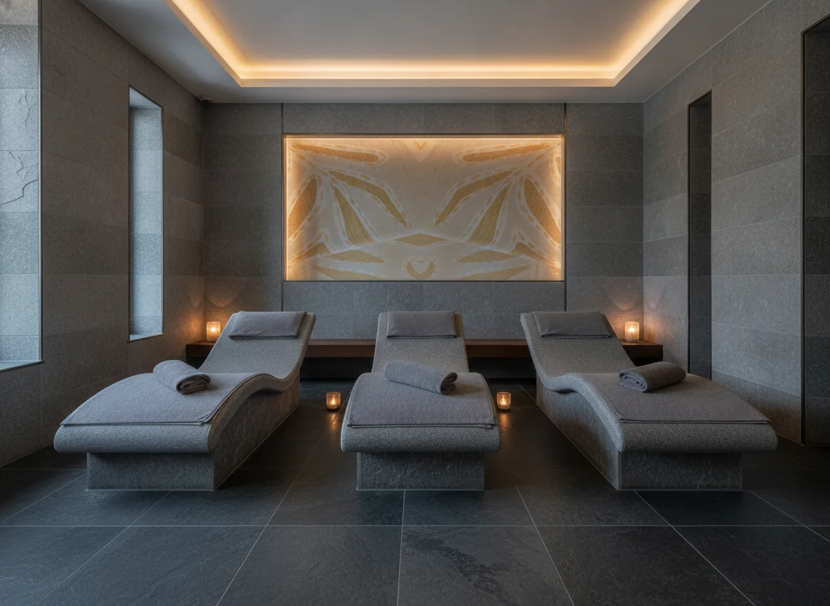 Lanzea — Spa w szarym kamieniu — podświetlona wnęka