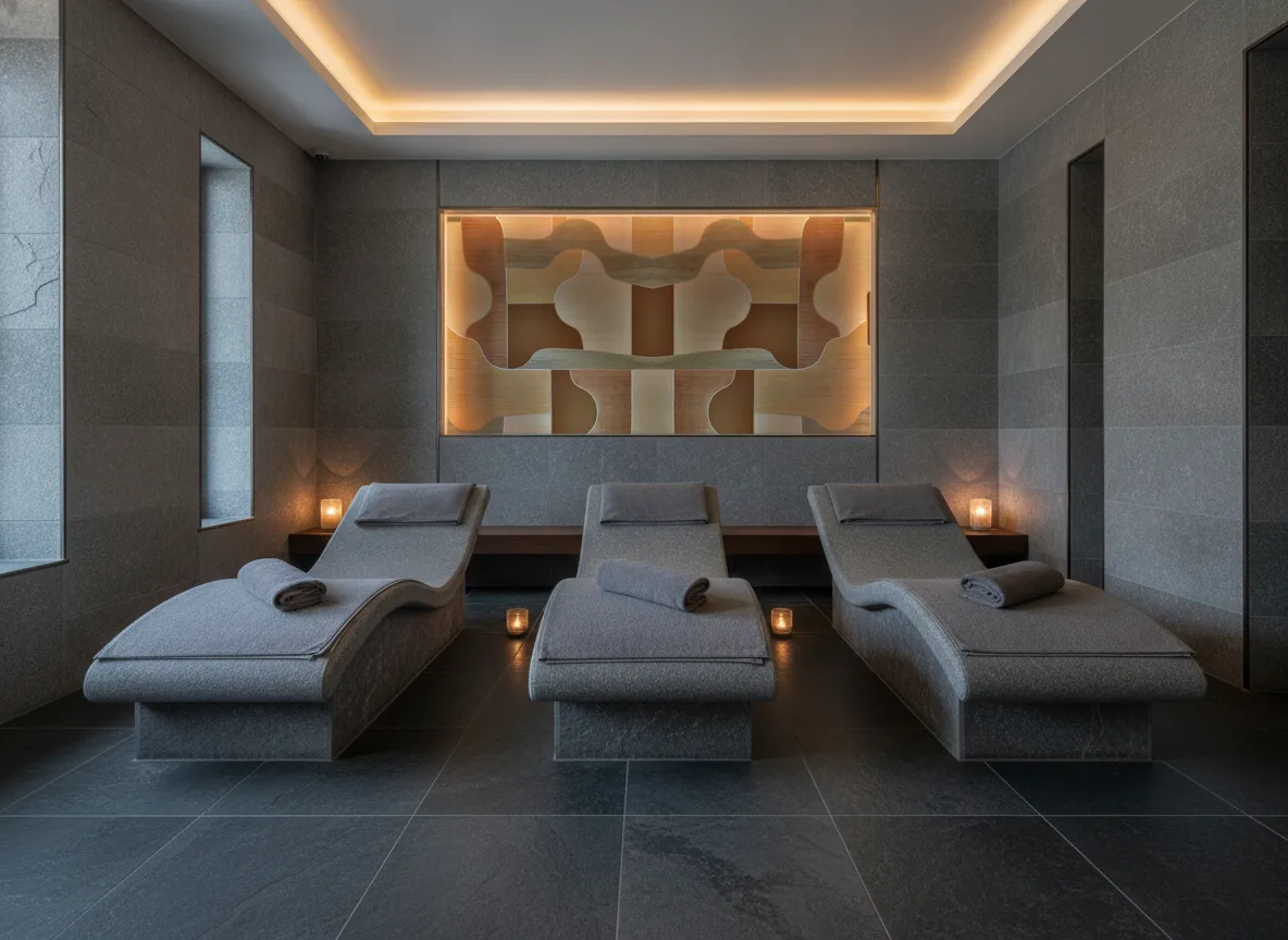 Modernismo — Spa w szarym kamieniu — podświetlona wnęka
