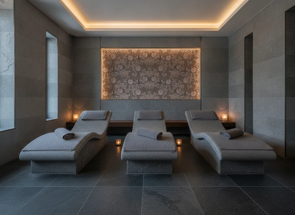 Persee — Spa w szarym kamieniu — podświetlona wnęka