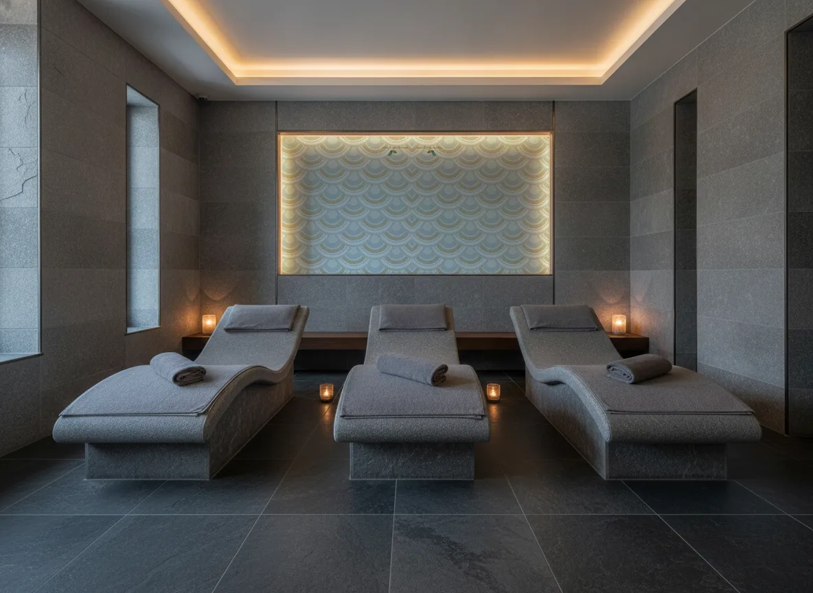Printemps Viennois — Spa w szarym kamieniu — podświetlona wnęka