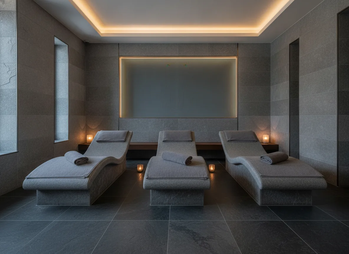 Prisme Delta — Spa w szarym kamieniu — podświetlona wnęka