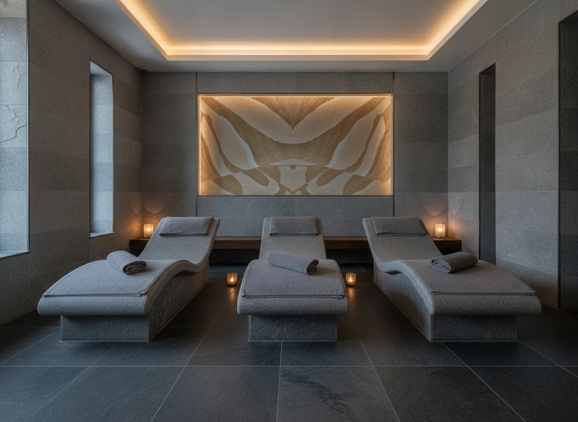 Rama — Spa w szarym kamieniu — podświetlona wnęka