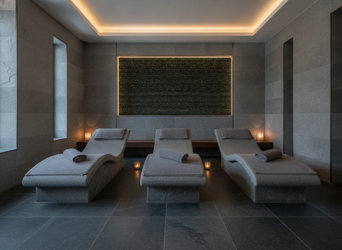 Saba Escambray — Spa w szarym kamieniu — podświetlona wnęka