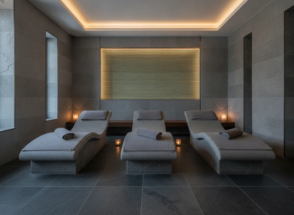 Seagrass — Spa w szarym kamieniu — podświetlona wnęka