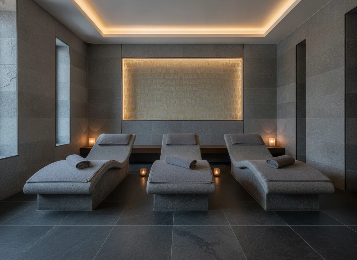 Serti — Spa w szarym kamieniu — podświetlona wnęka