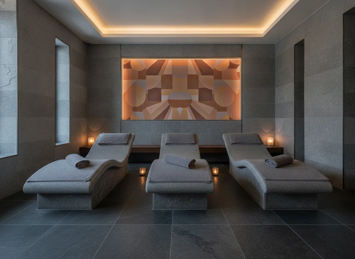 Sonia — Spa w szarym kamieniu — podświetlona wnęka