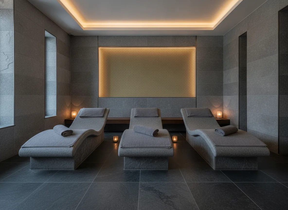 Wagara — Spa w szarym kamieniu — podświetlona wnęka