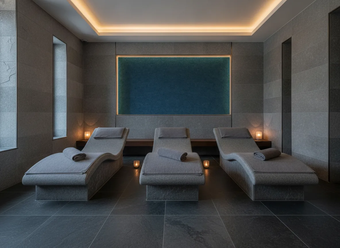 SlimWall — Spa w szarym kamieniu — podświetlona wnęka