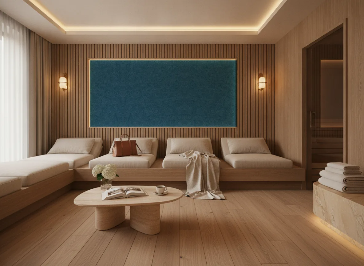 Slimwall Tiles — Strefa relaksu — pole nad leżankami