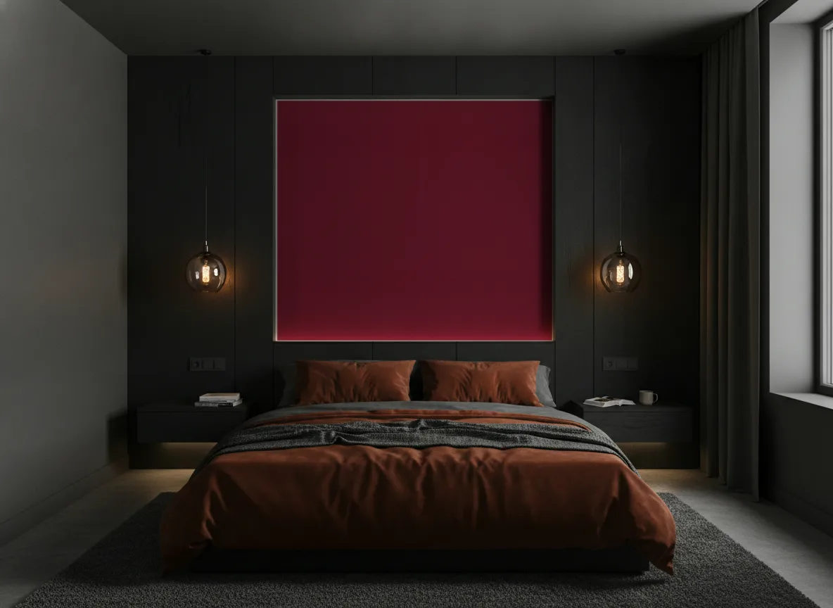 Eos Color 2 — Grafitowa sypialnia — pole nad łóżkiem